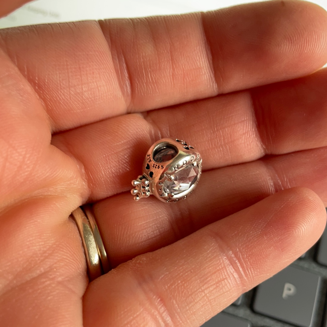 Genuine Pandora Large Clear Stone with Crown Charm