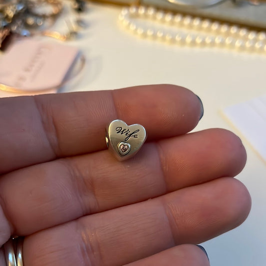 Genuine Pandora Heart With Stone Wife Charm