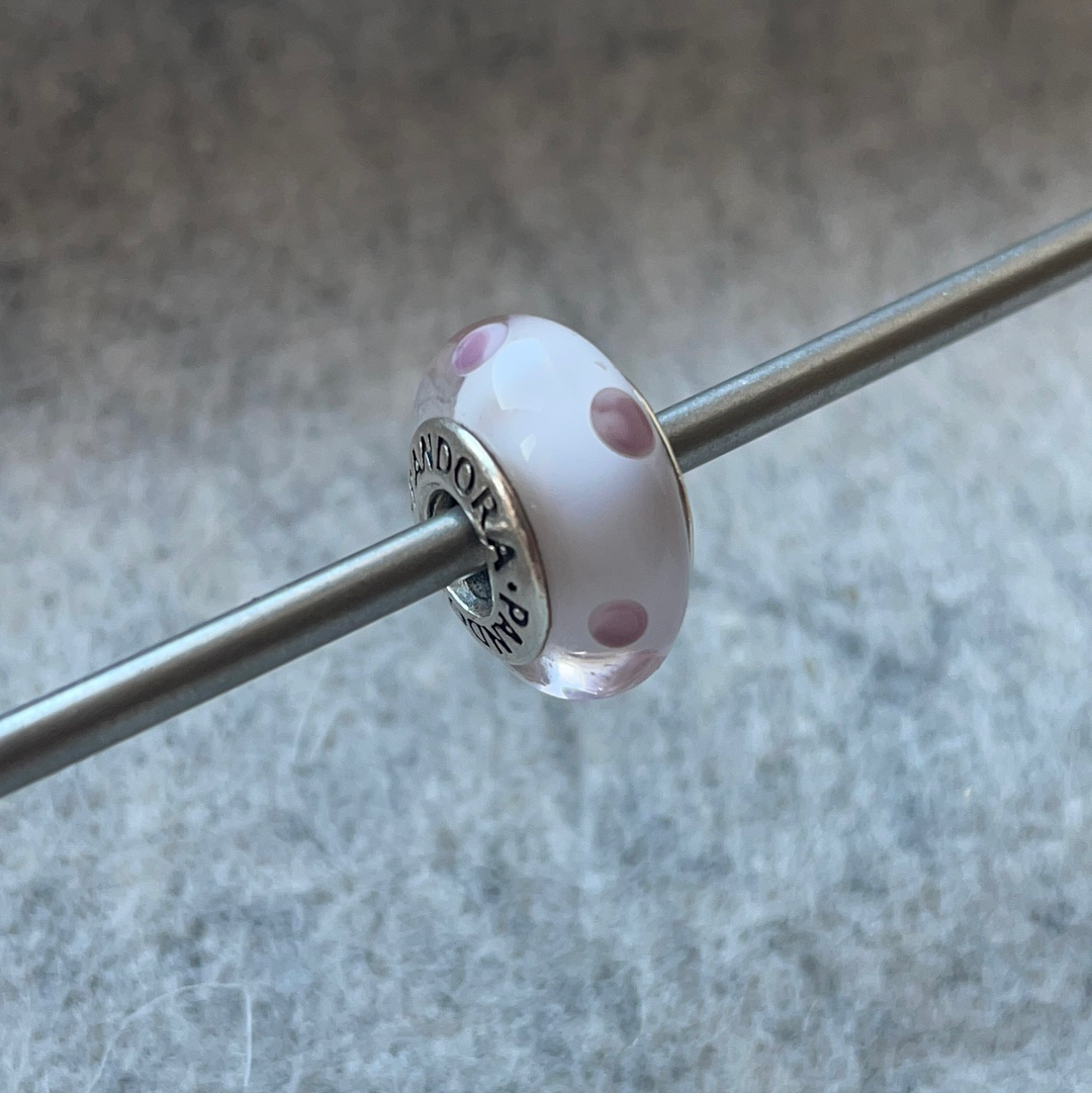 Genuine Pandora Pink or Blue Polka Dot Murano Charm VARIOUS COLOURS