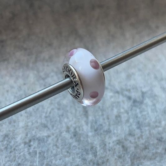 Genuine Pandora Pink or Blue Polka Dot Murano Charm VARIOUS COLOURS