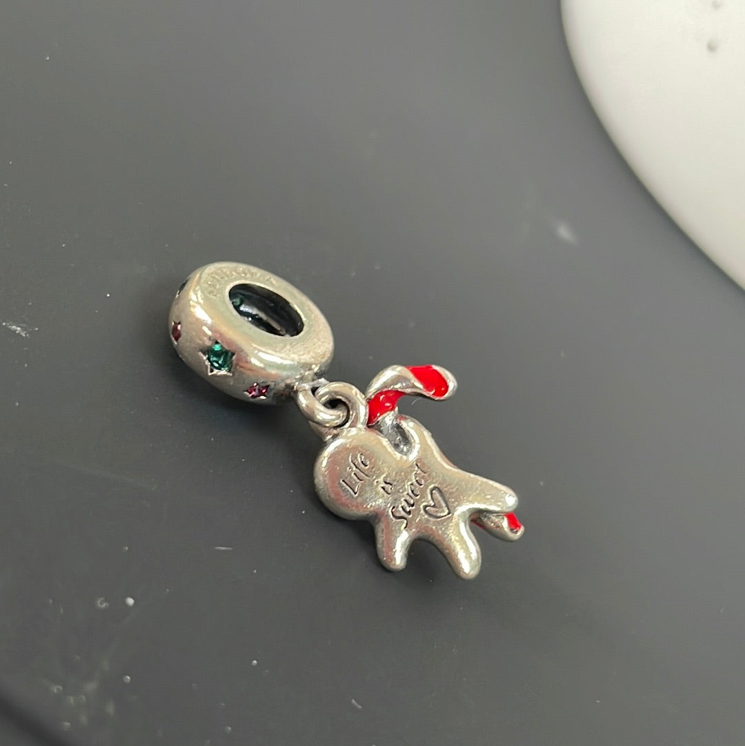 Genuine Pandora New Style Pave Gingerbread Man Dangle Enamel Christmas Charm