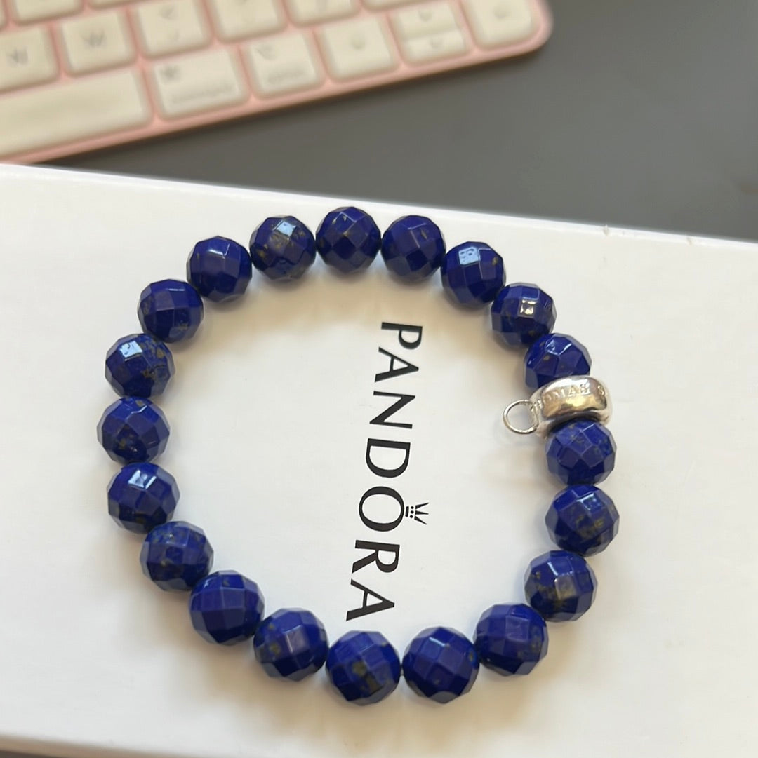 Thomas Sabo Sterling Silver Charm Clasp Beautiful Navy Blue Green Bracele