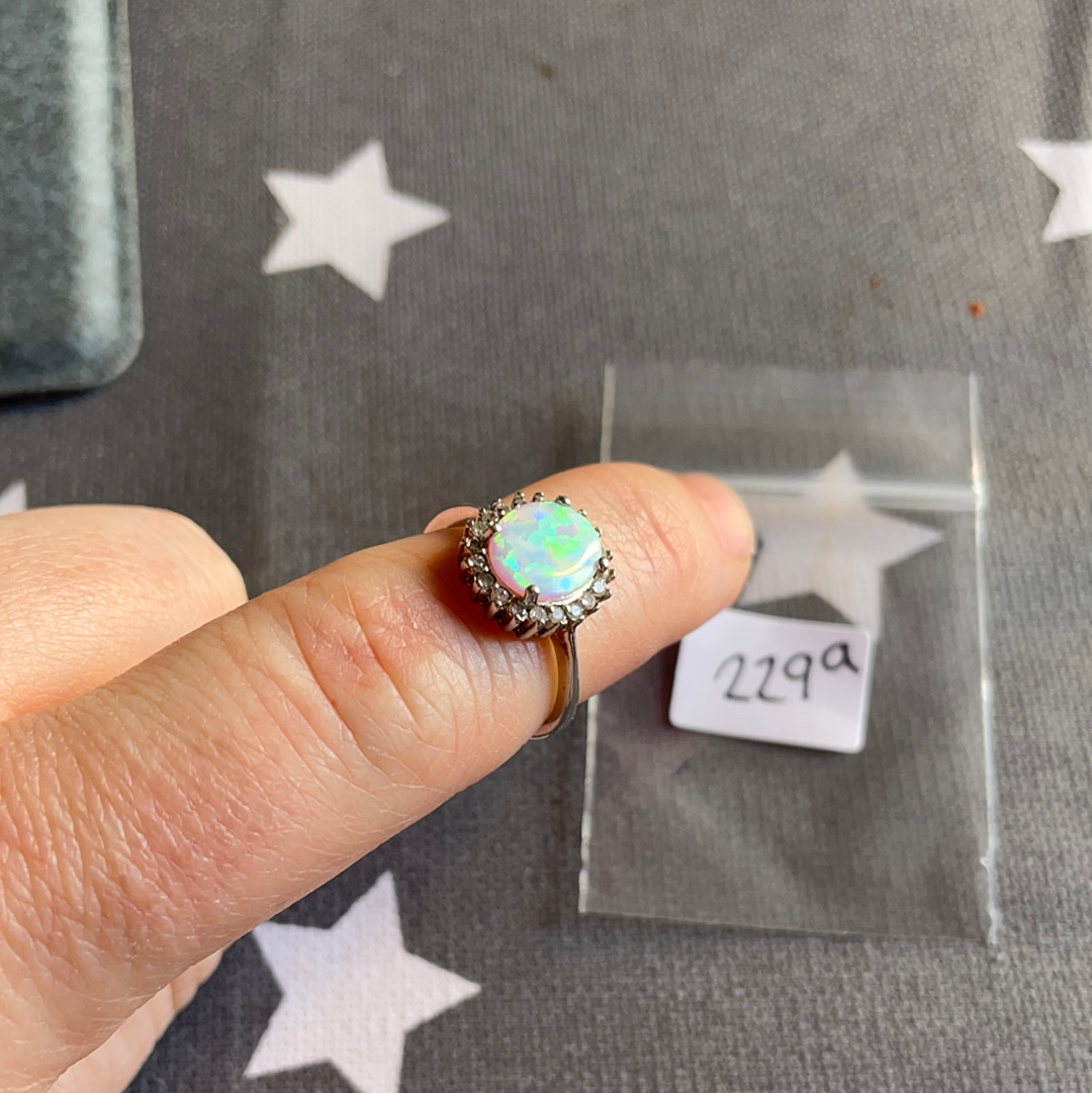 Unbranded But Beautiful Opal Ring with CZ in Size 52