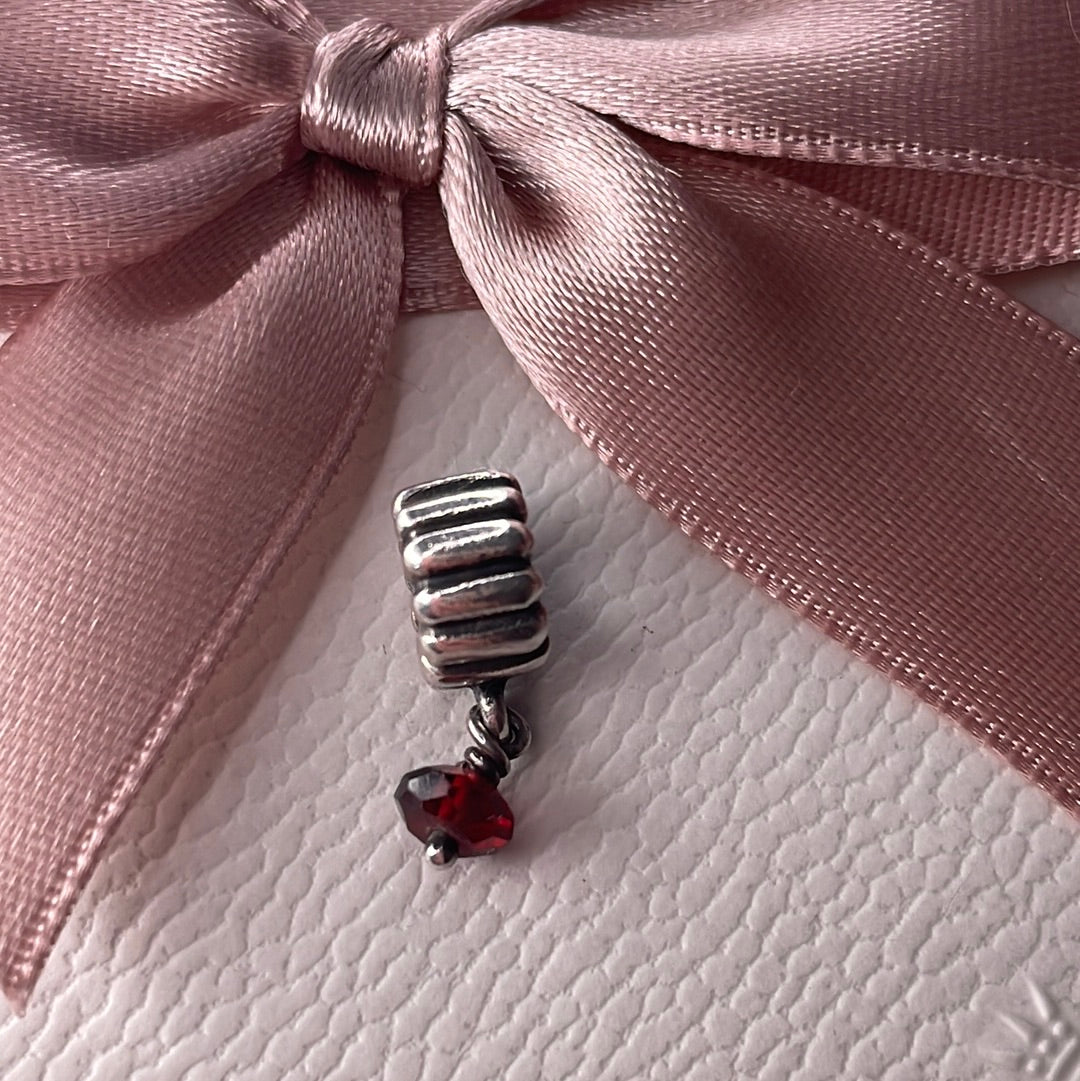 Genuine Pandora Small Red Garnet Bead Drop Charm
