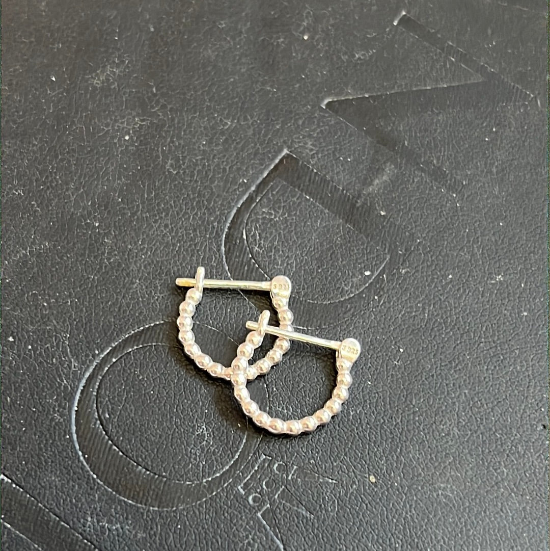 Genuine Pandora Oxidised Beaded Bobble Hoops Compose