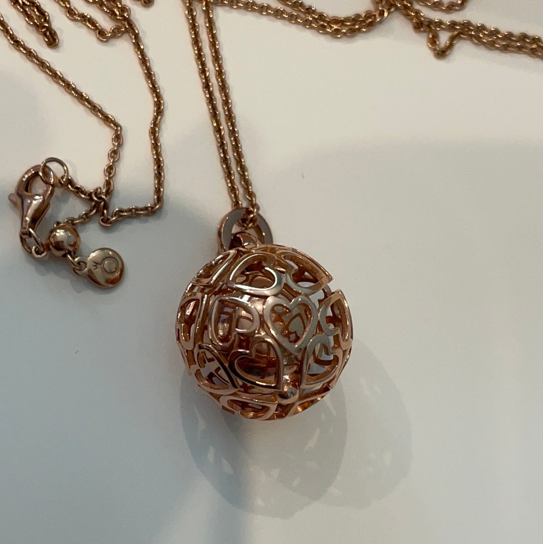 Genuine Pandora Rose Gold Harmonious Hearts Chime Necklace INCLUDES 90cm ROSE GOLD CHAIN