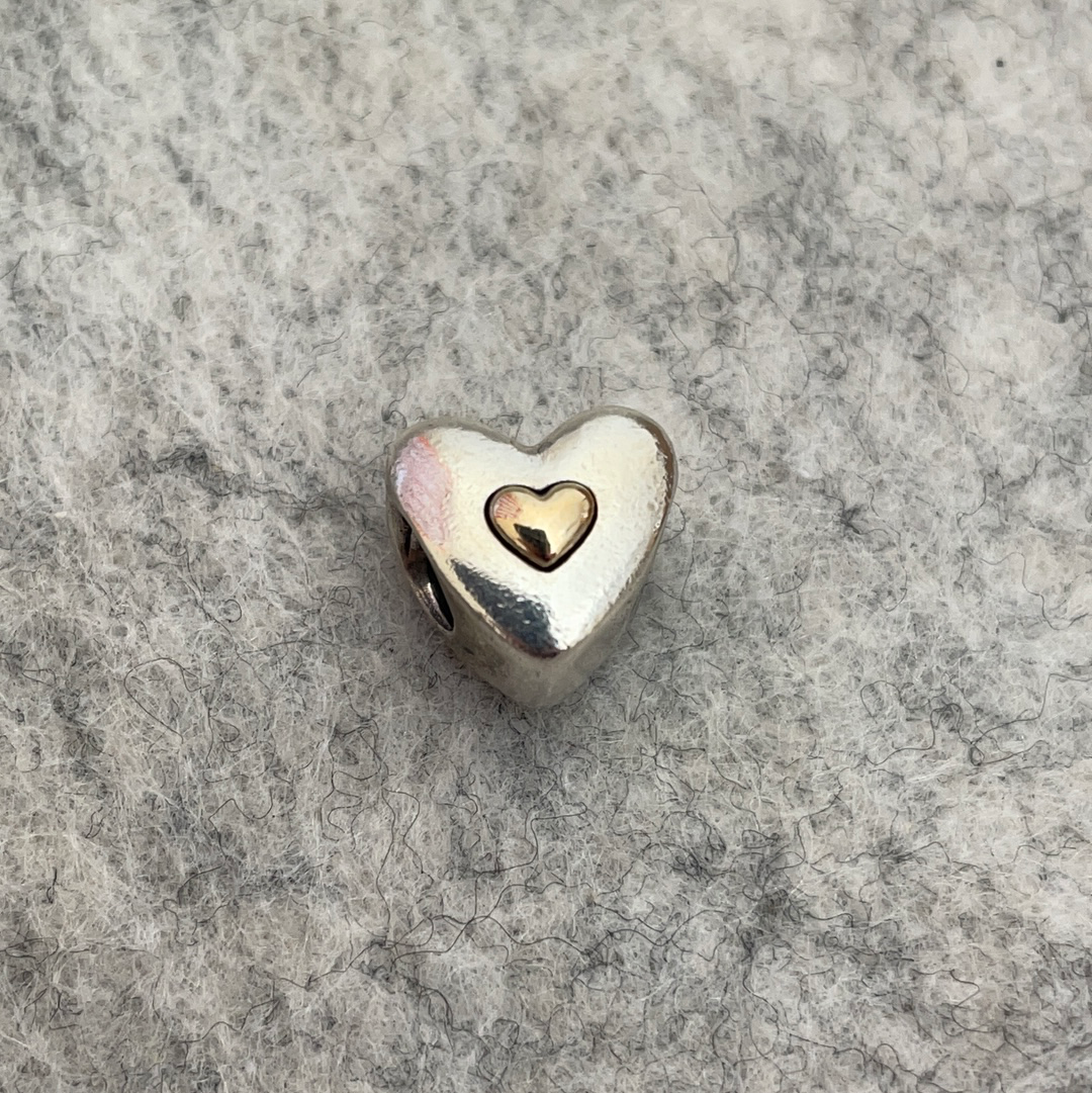 Genuine Pandora Two Tone Happy Anniversary Charm With Gold Heart