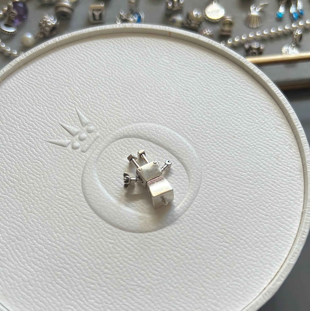 Genuine Pandora Rob Bot Robot Charm With Rose