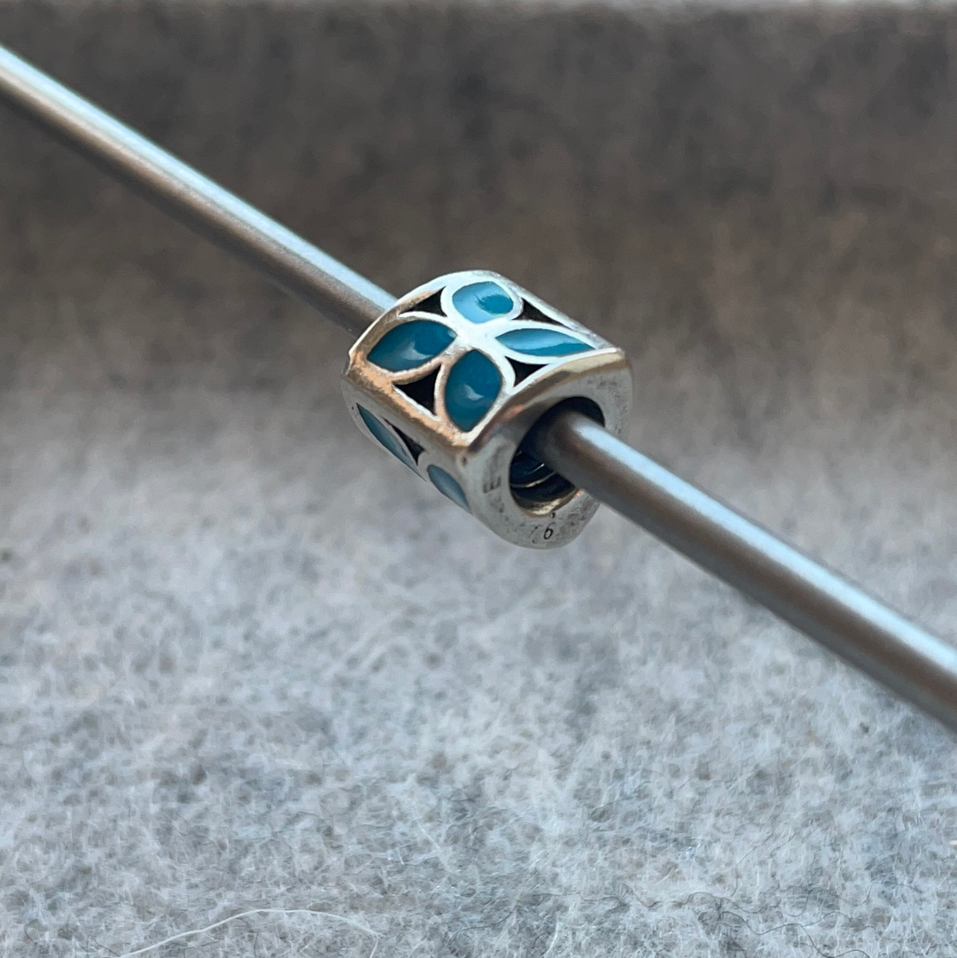 Genuine Pandora Pale Blue Enamel Flower Charm