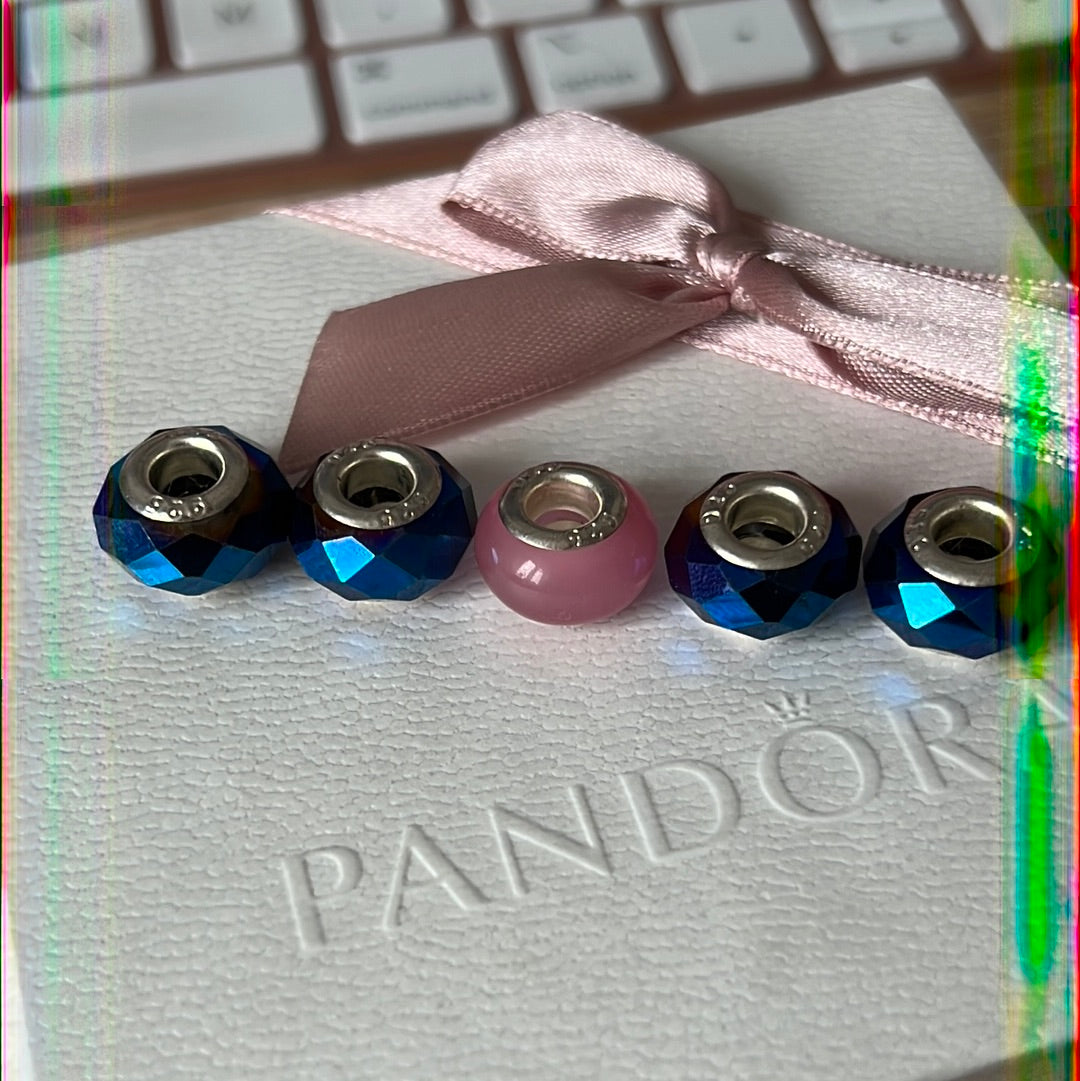 Bundle of Sterling Silver Murano Charms x5