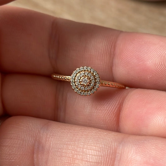 Genuine Pandora Rose Gold Pave Sparkle Circle Ring Size 50