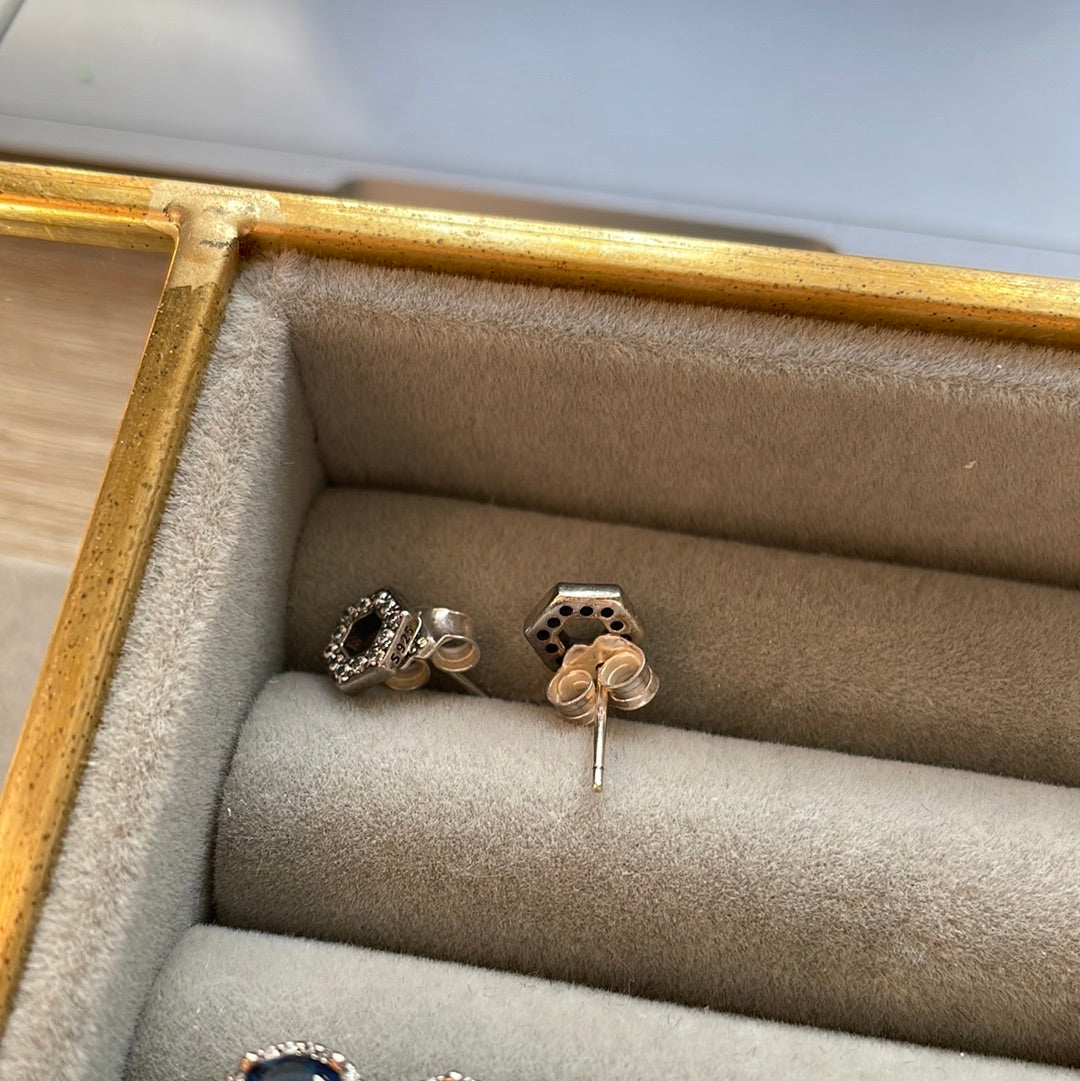 Genuine Pandora Pave Honeycomb Stud Earrings