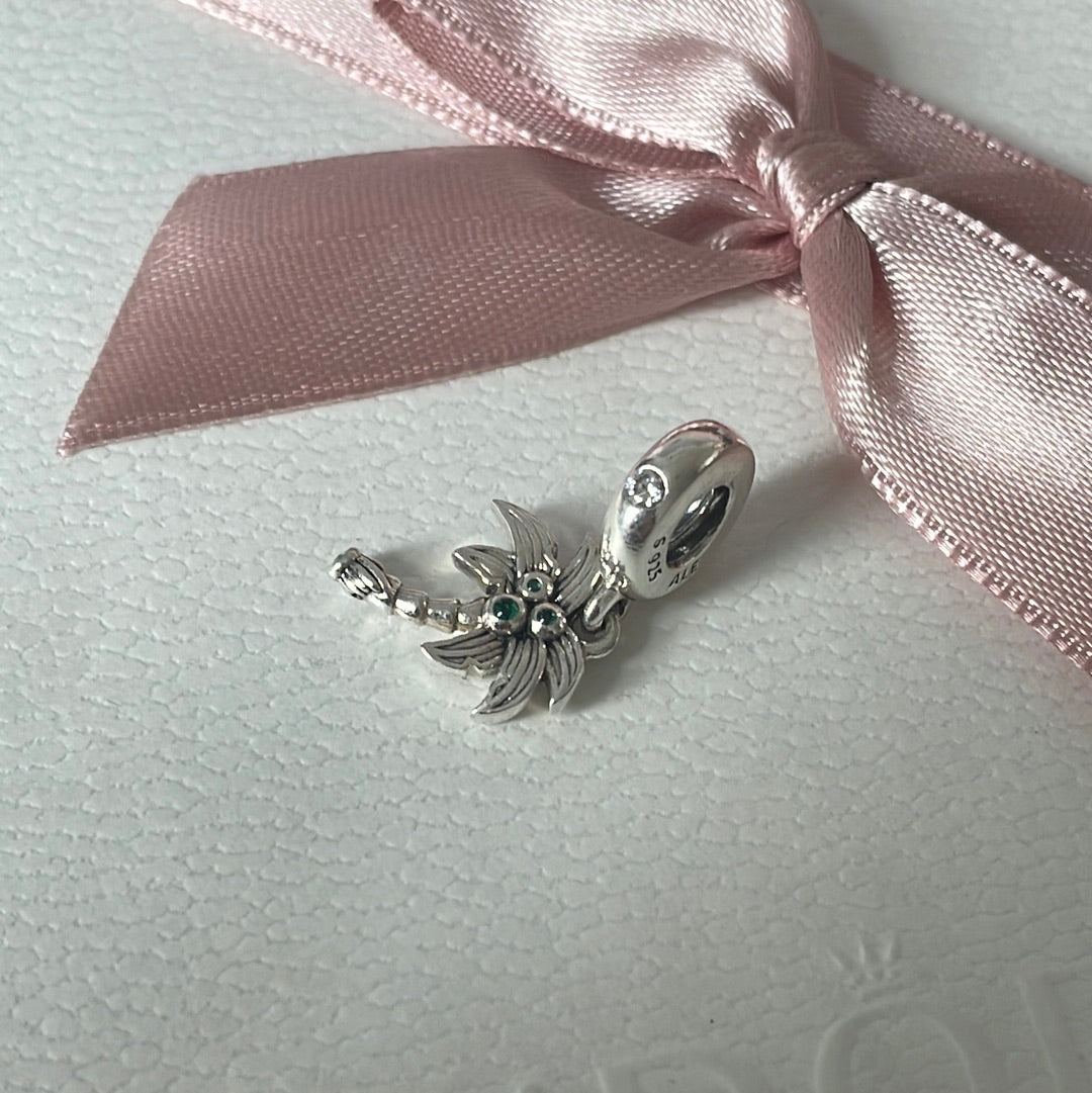 Genuine Pandora New Style Pave Palm Tree Pave Dangle Charm