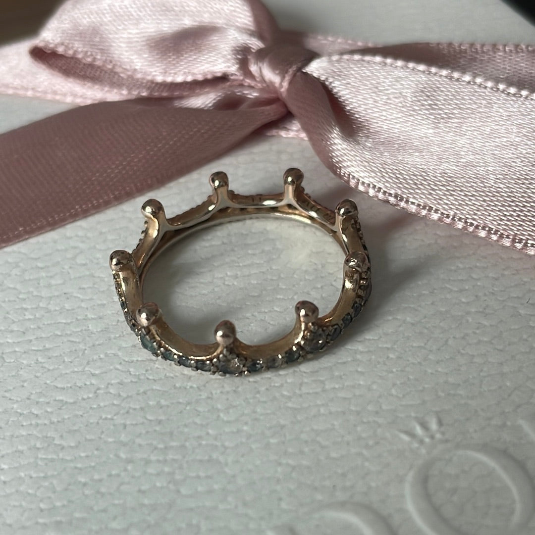 Genuine Pandora Rose Gold Pave Spiky Crown Princess Edgy Ring 62