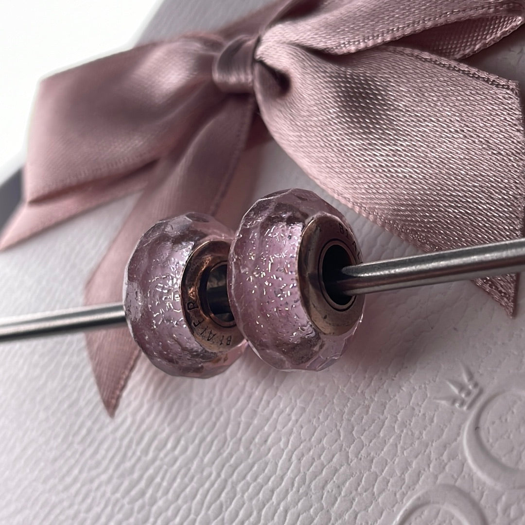 Genuine Pandora Rose Gold Faceted Murano In Pink With Sparkle