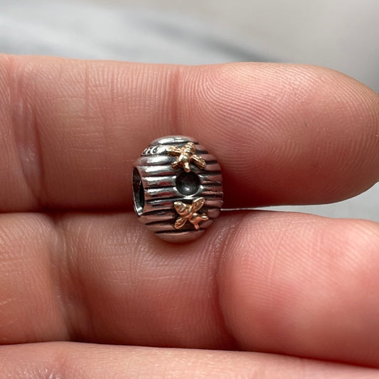 Genuine Pandora Two Tone Bee hive RARE HTF Charm