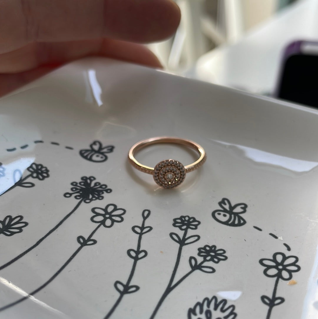Genuine Pandora Rose Gold Pave Elegance Ring 54 Beautiful