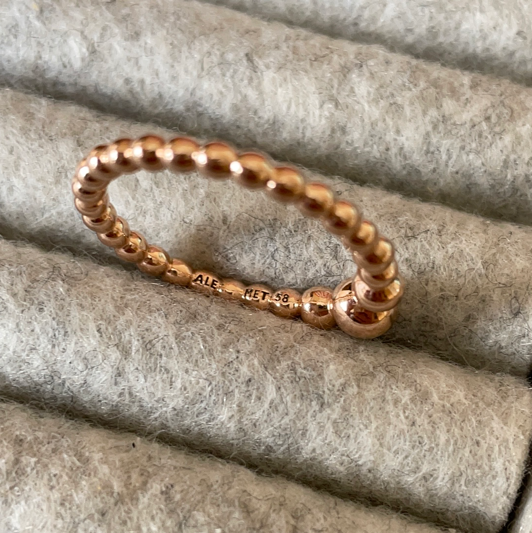 Genuine Pandora Rose Gold Beaded Ring in Size 54