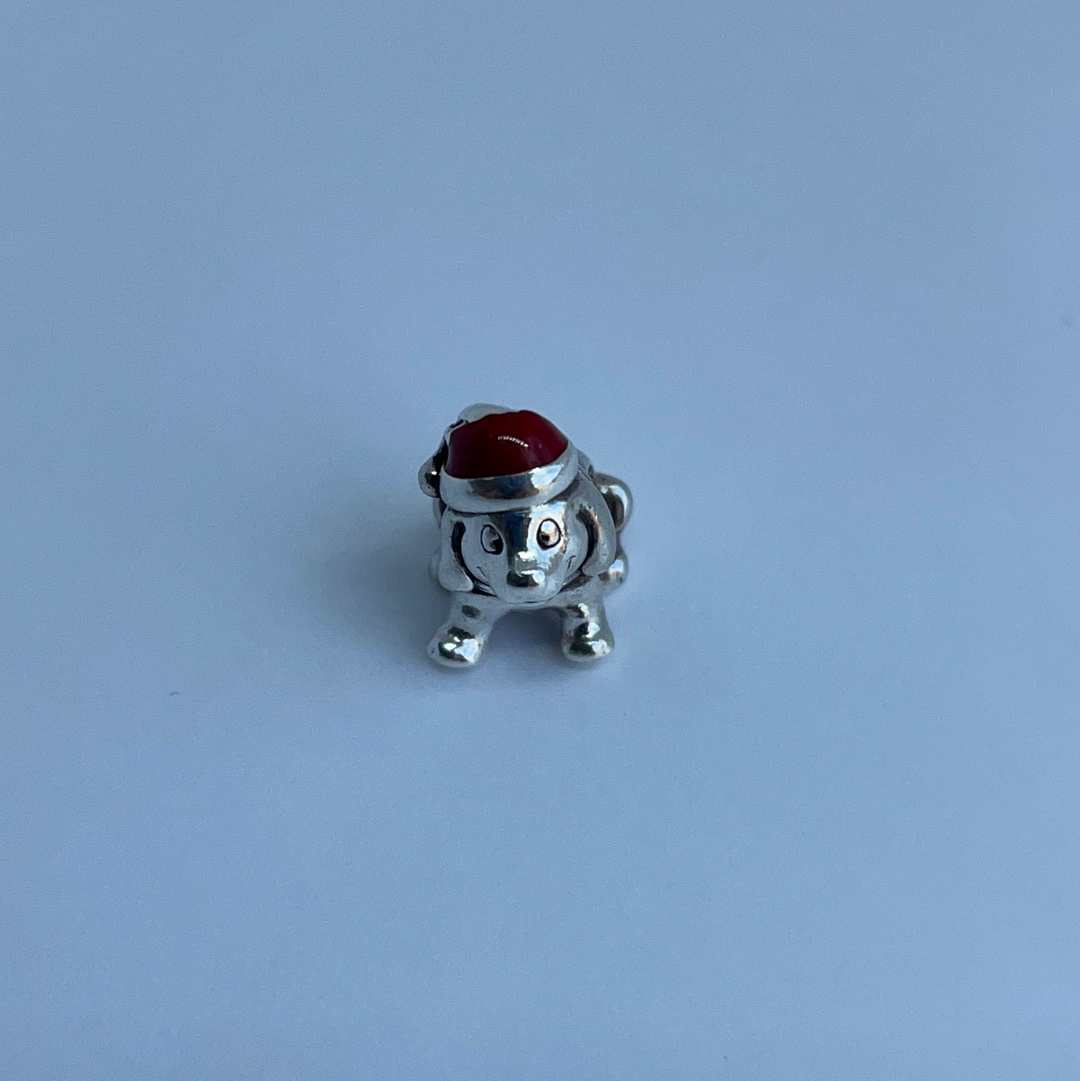 Genuine Pandora Christmas Dog With Santa Hat Charm