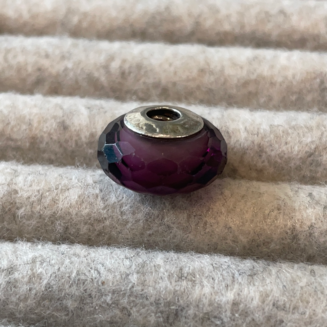 Genuine Pandora Purple Faceted Murano Glass Charm