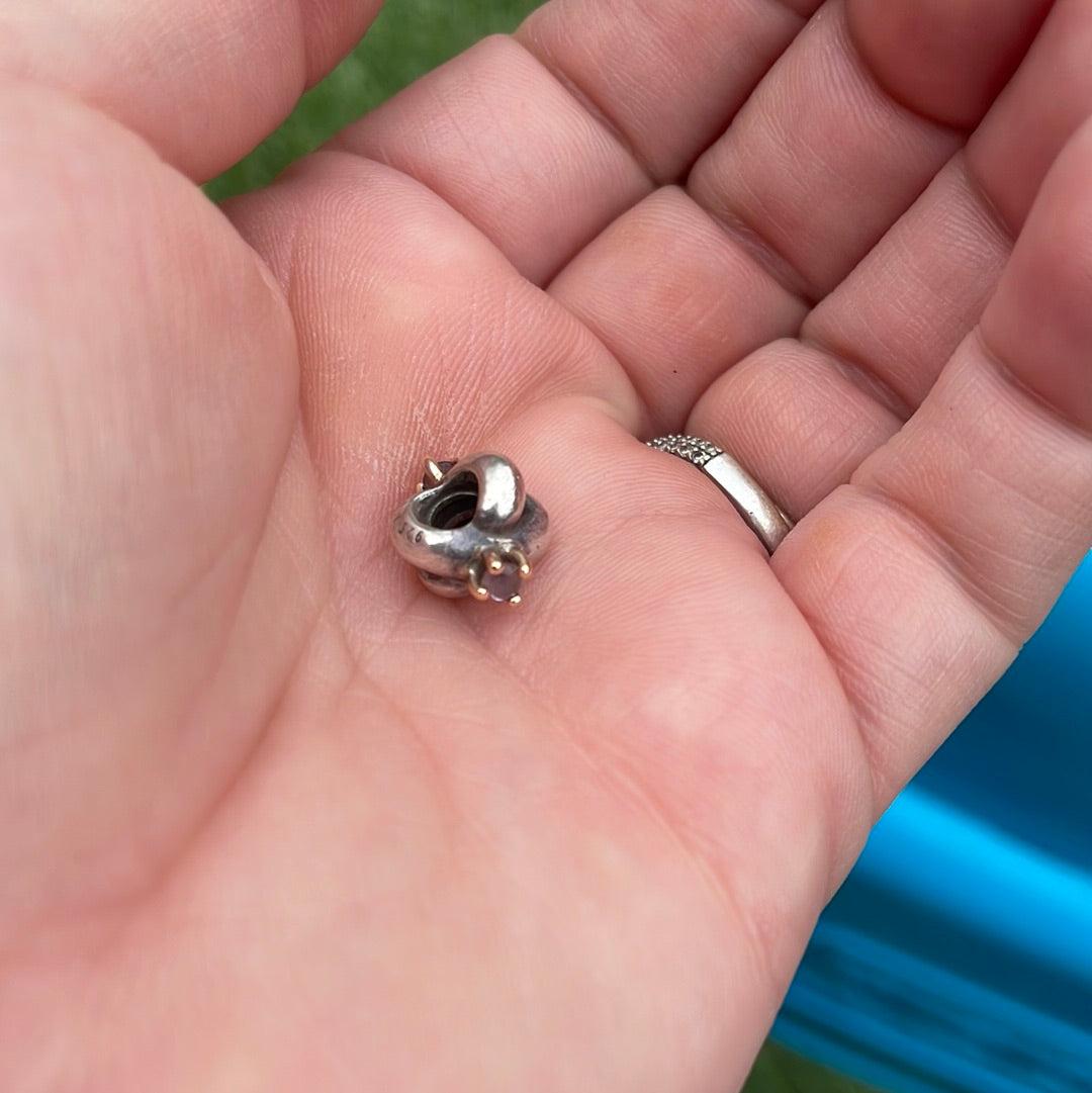 Genuine Pandora Two Tone Rare Purple Amethyst Knot Charm
