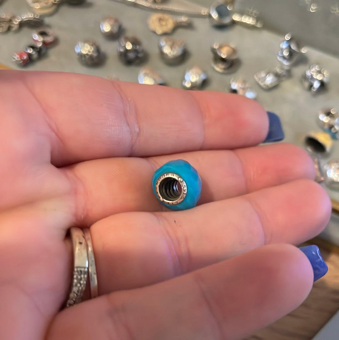 Genuine Pandora Blue Heart Murano Glass Charm Light Blue