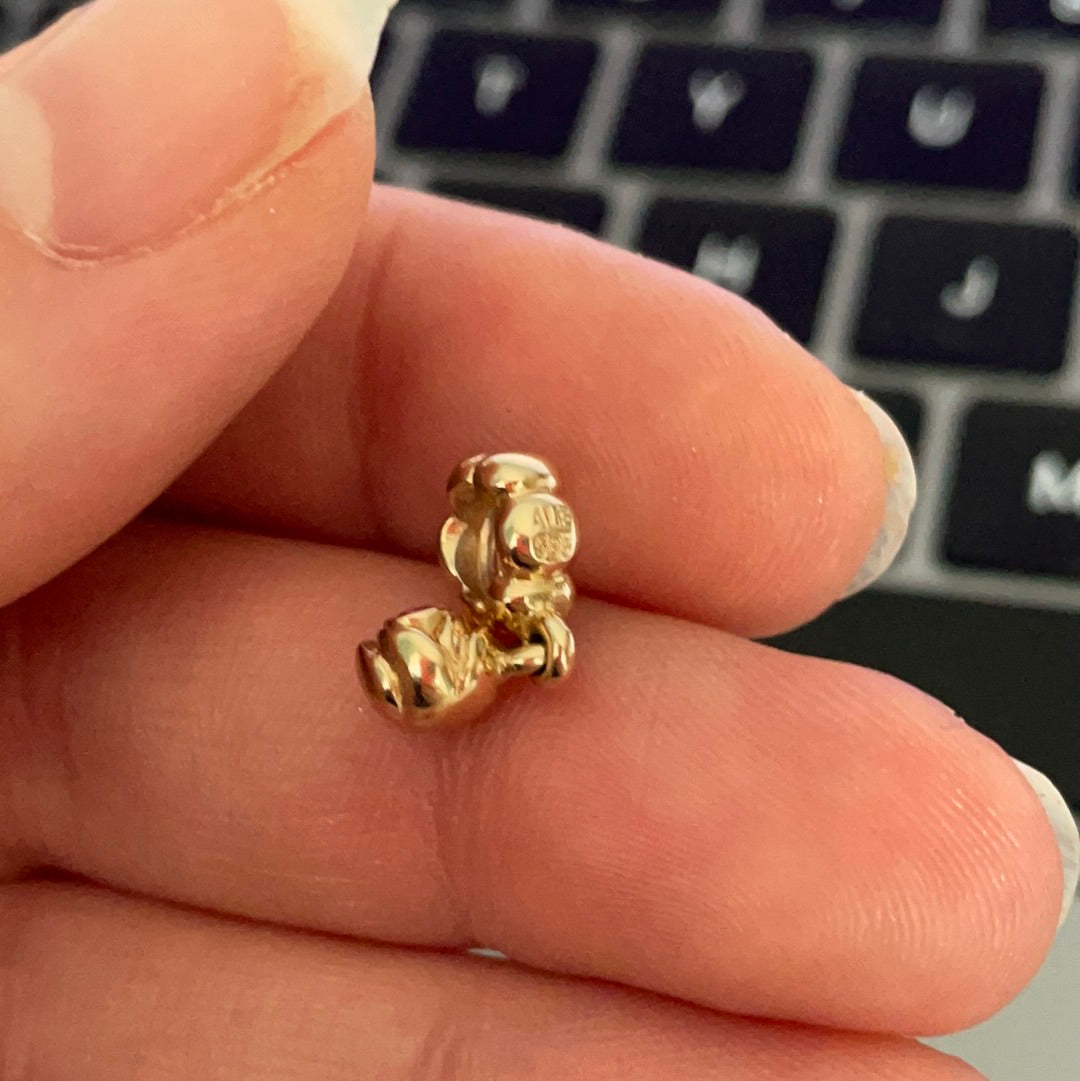 Genuine Pandora Solid 14ct Gold Ruby Rose Bud Dangle SUPER RARE HTF