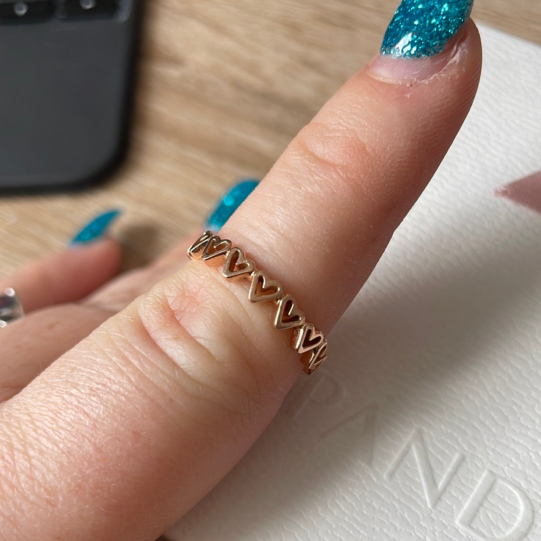 Genuine Pandora Rose Gold / Silver Free Hand Heart Openwork Ring ..