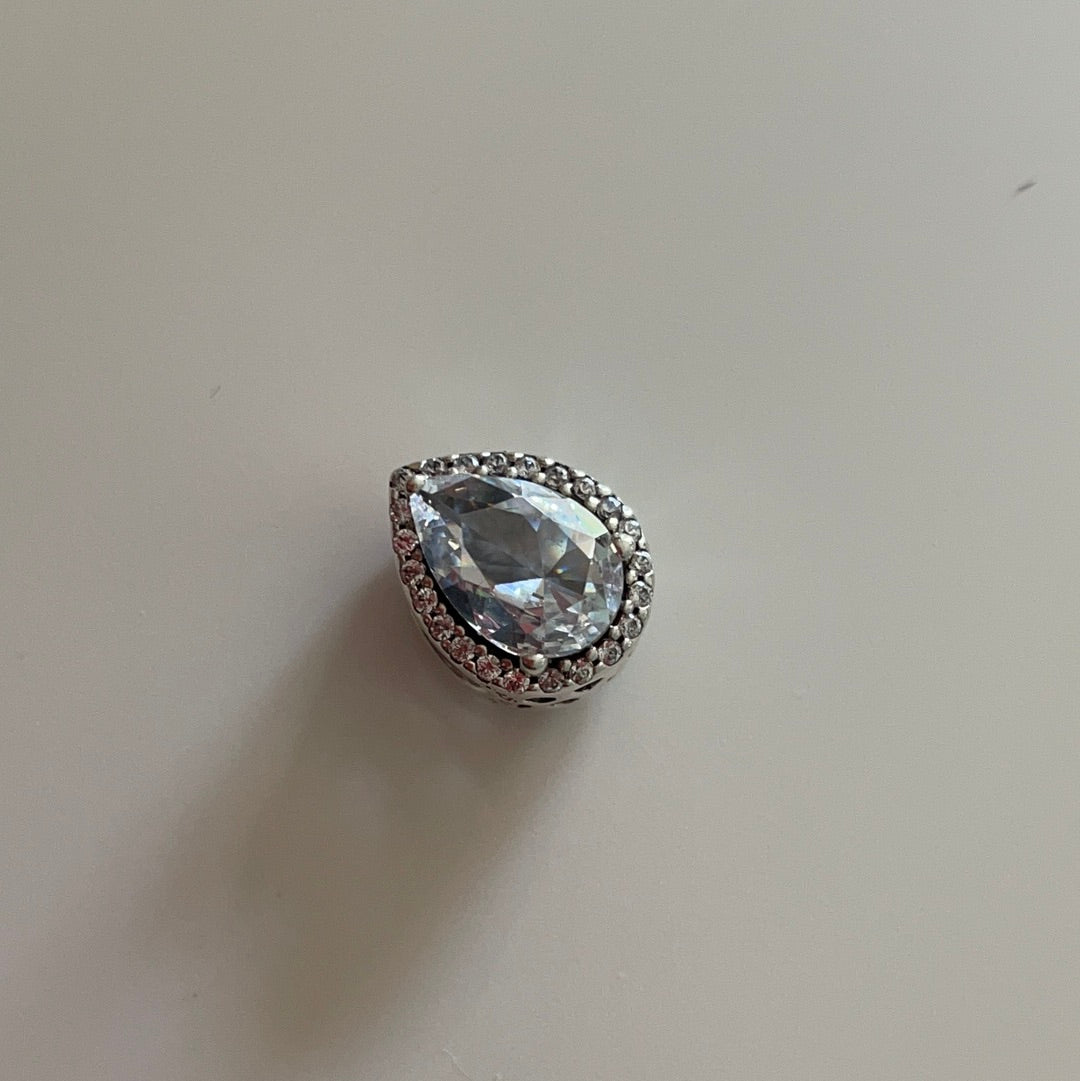 Genuine Pandora Silver Pave Teardrop Stone Beautiful!
