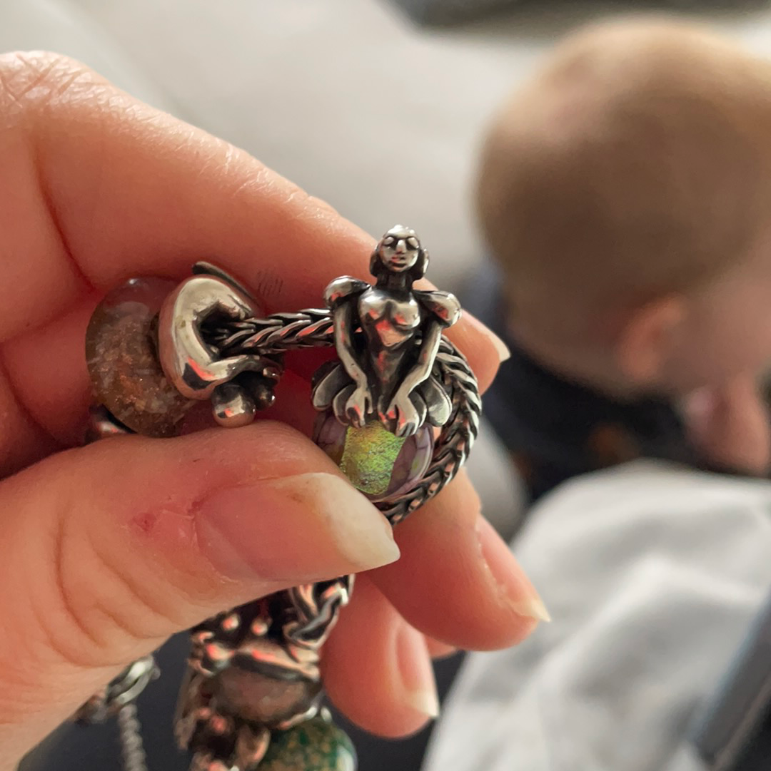Genuine Trollbeads Fairy on a Bud Murano Charm