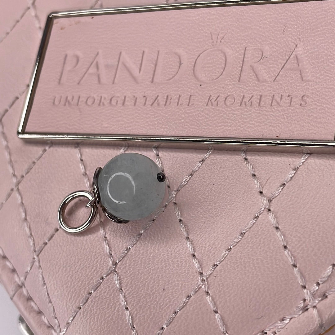 Genuine Pandora RARE Aquamarine Dangle Pendant Charm HTF