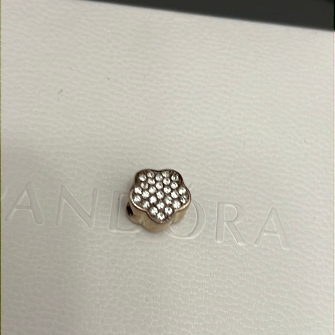Genuine Chamilia Pave Clear Flower Charm