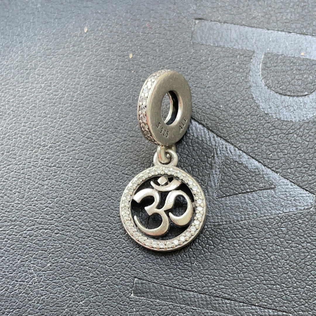 Genuine Pandora Pave Om Yoga Spirituality Dangle Openwork Charm