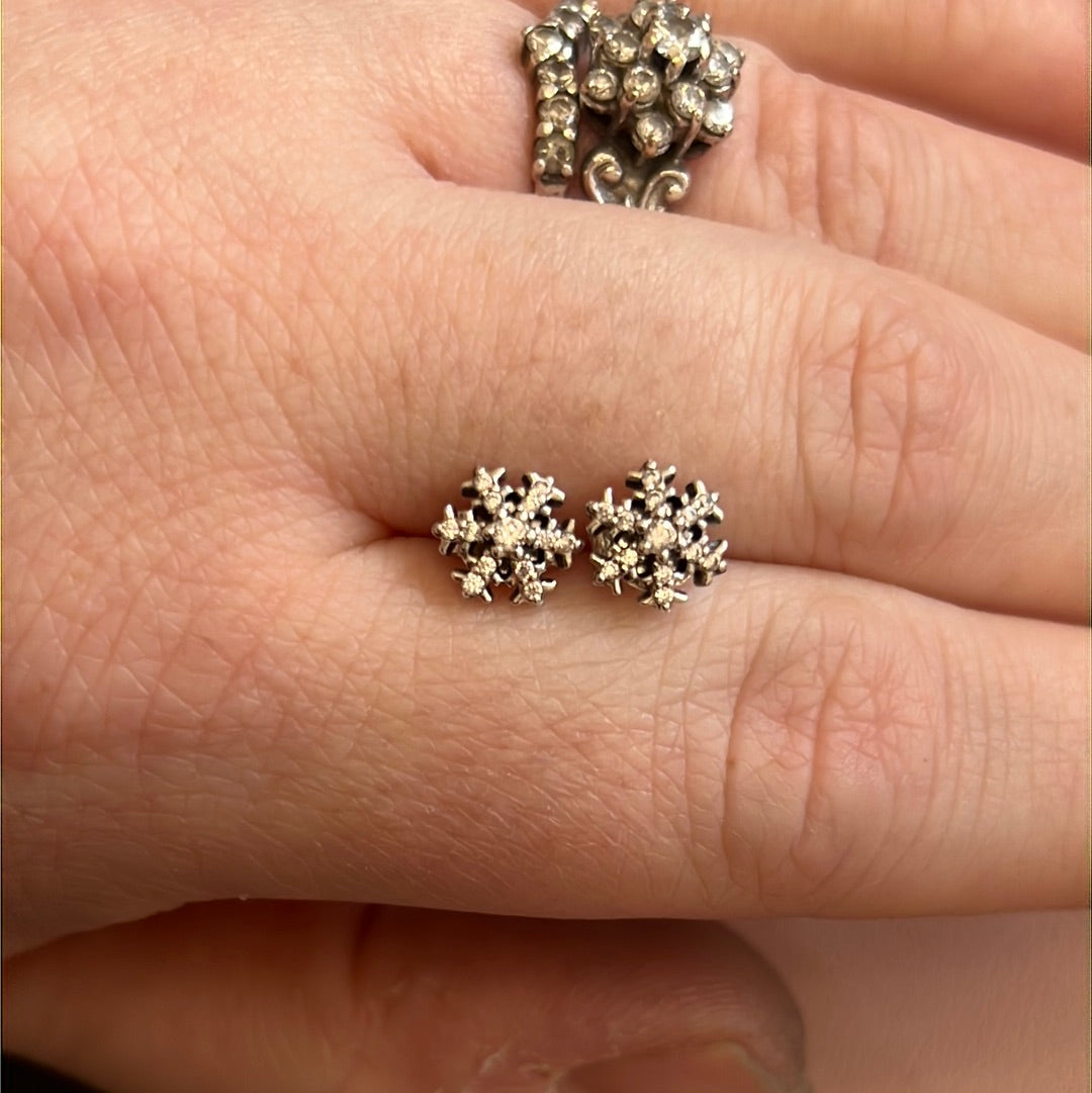 Genuine Pandora Pave Sparkling Snowflake Winter New Style Earrings