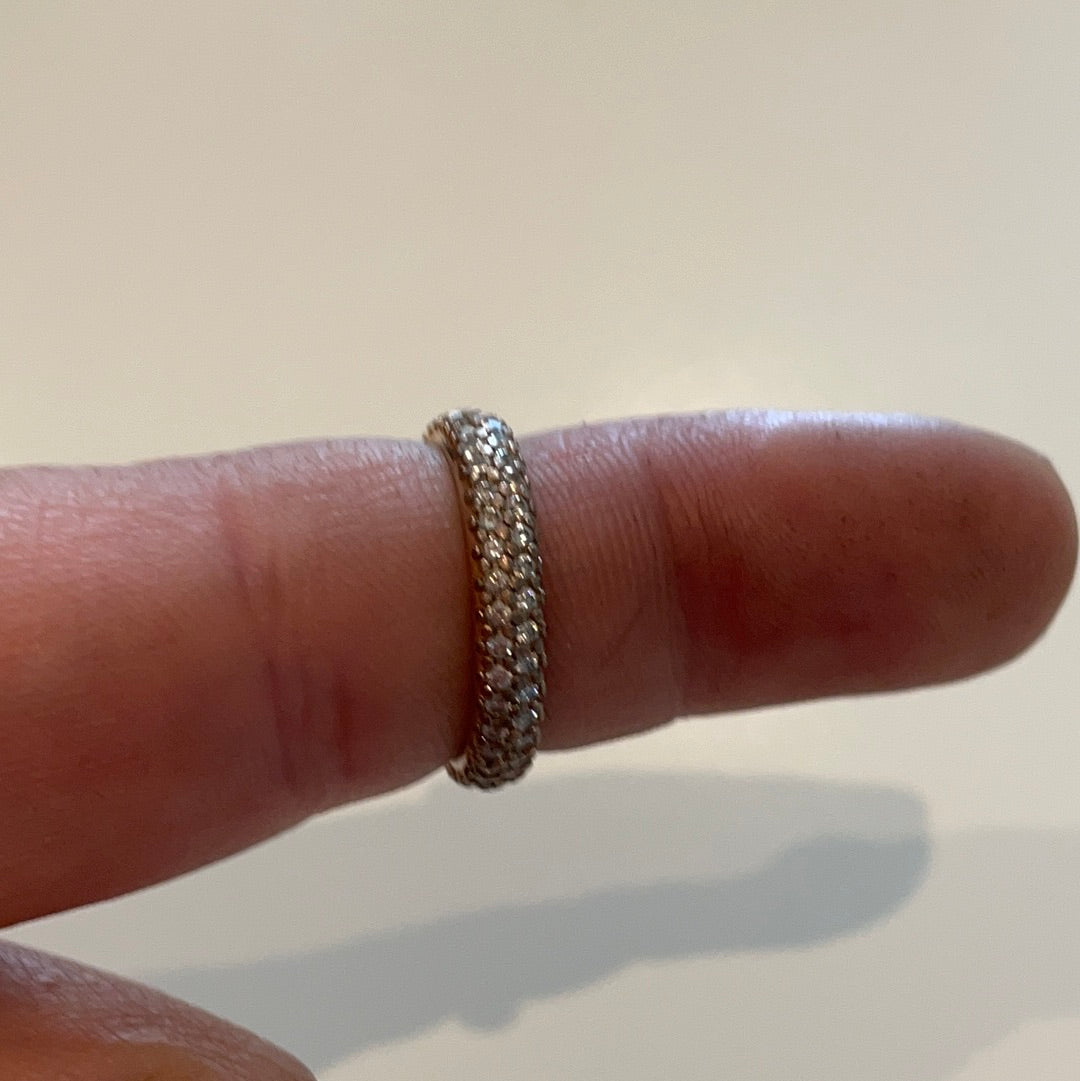 Genuine Rose Gold Pave Sparkle Band Ring Stacker Ring Size 60