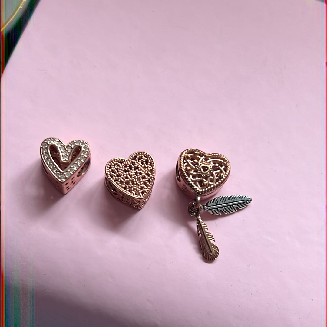 Bundle of Sterling Silver Rose Gold Charms x4