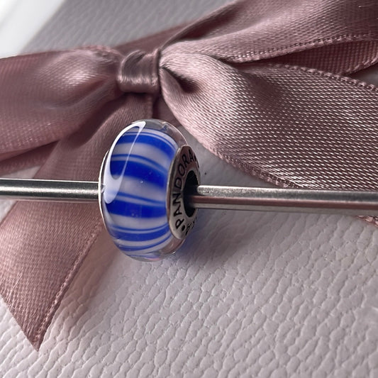 Genuine Pandora Candy Stripe Murano in Blue