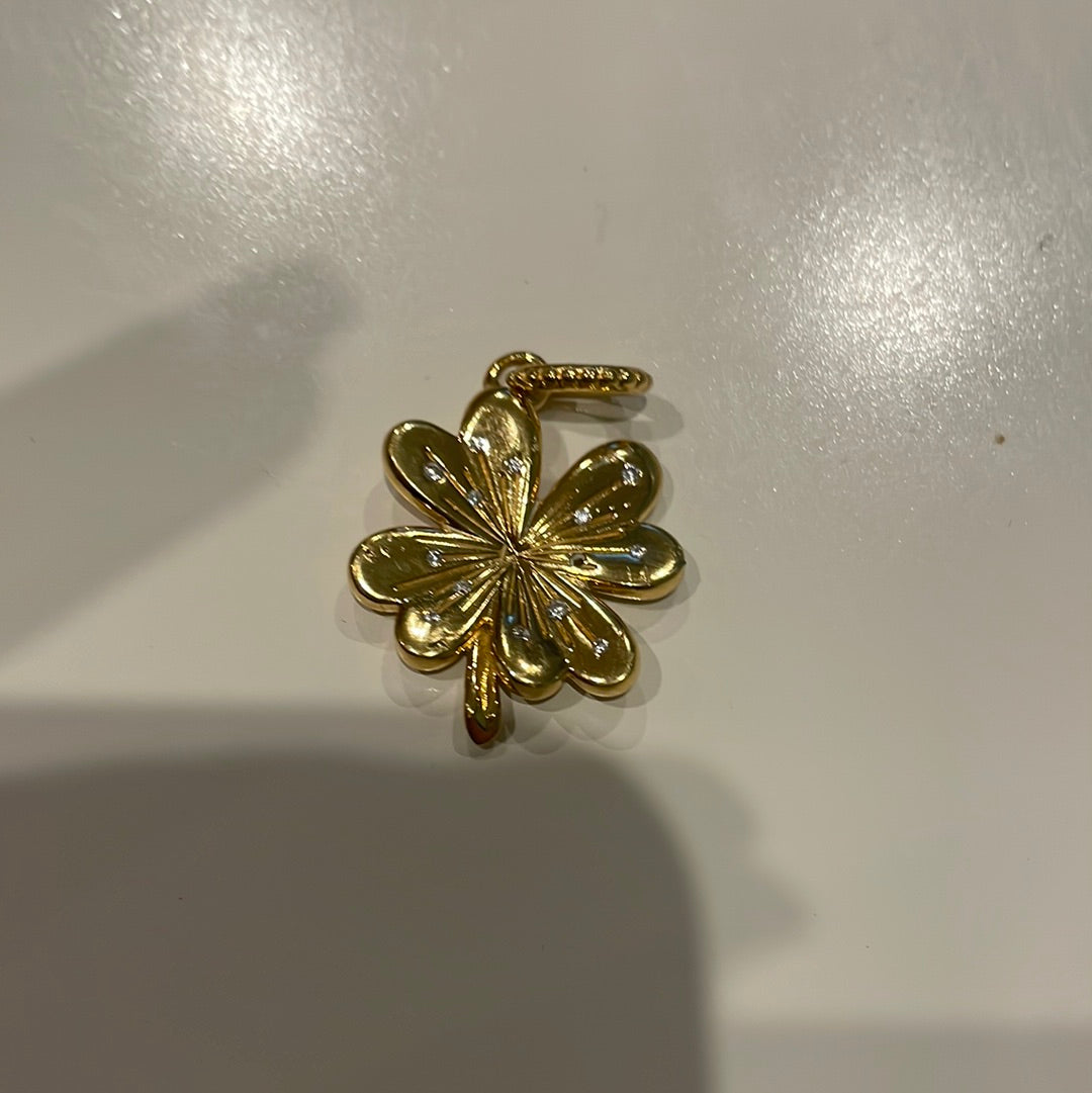 Genuine Pandora Yellow Gold Plated Shine Clover Flower Good Luck Charm