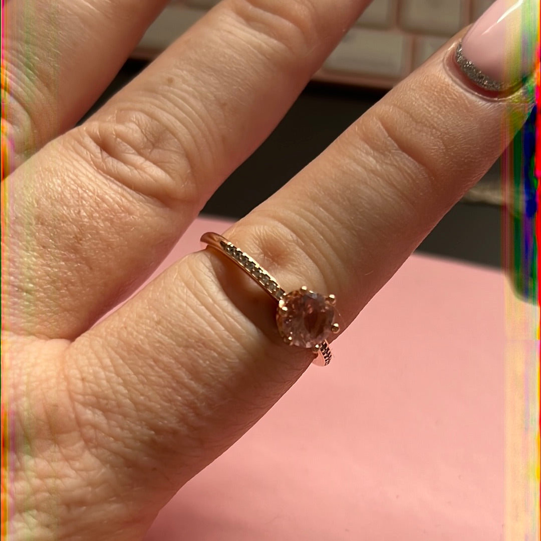 Genuine Pandora Rose Gold Pink Stone Crown Ring Size 60