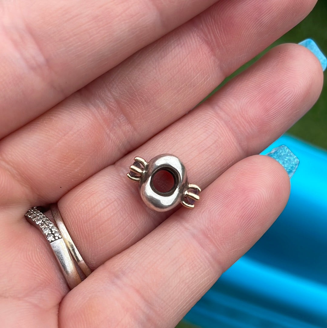 Genuine Pandora Two Tone Rare Purple Amethyst Knot Charm