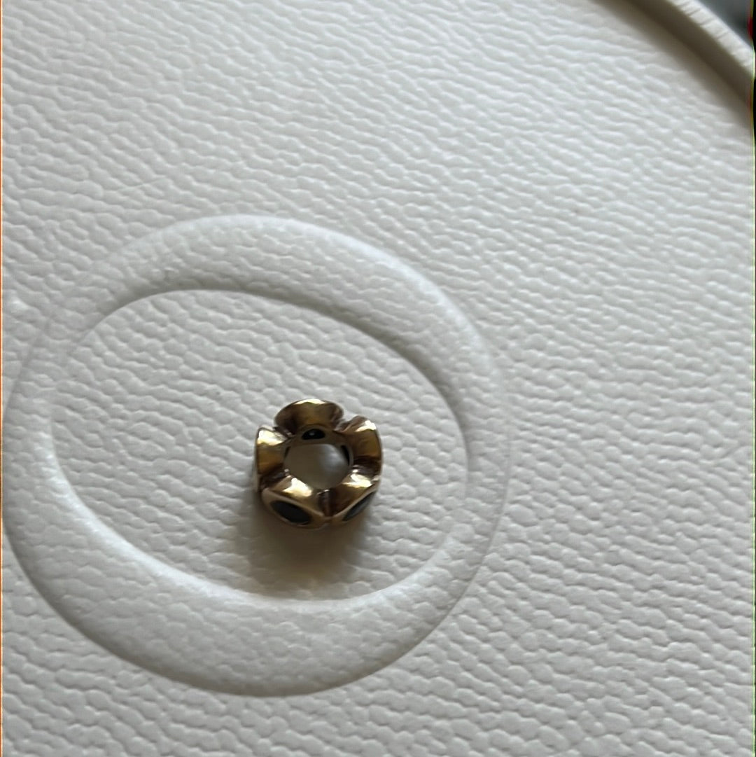 Genuine Pandora Solid 14ct Gold Lights Aquamarine Spacer Charm RARE HTF