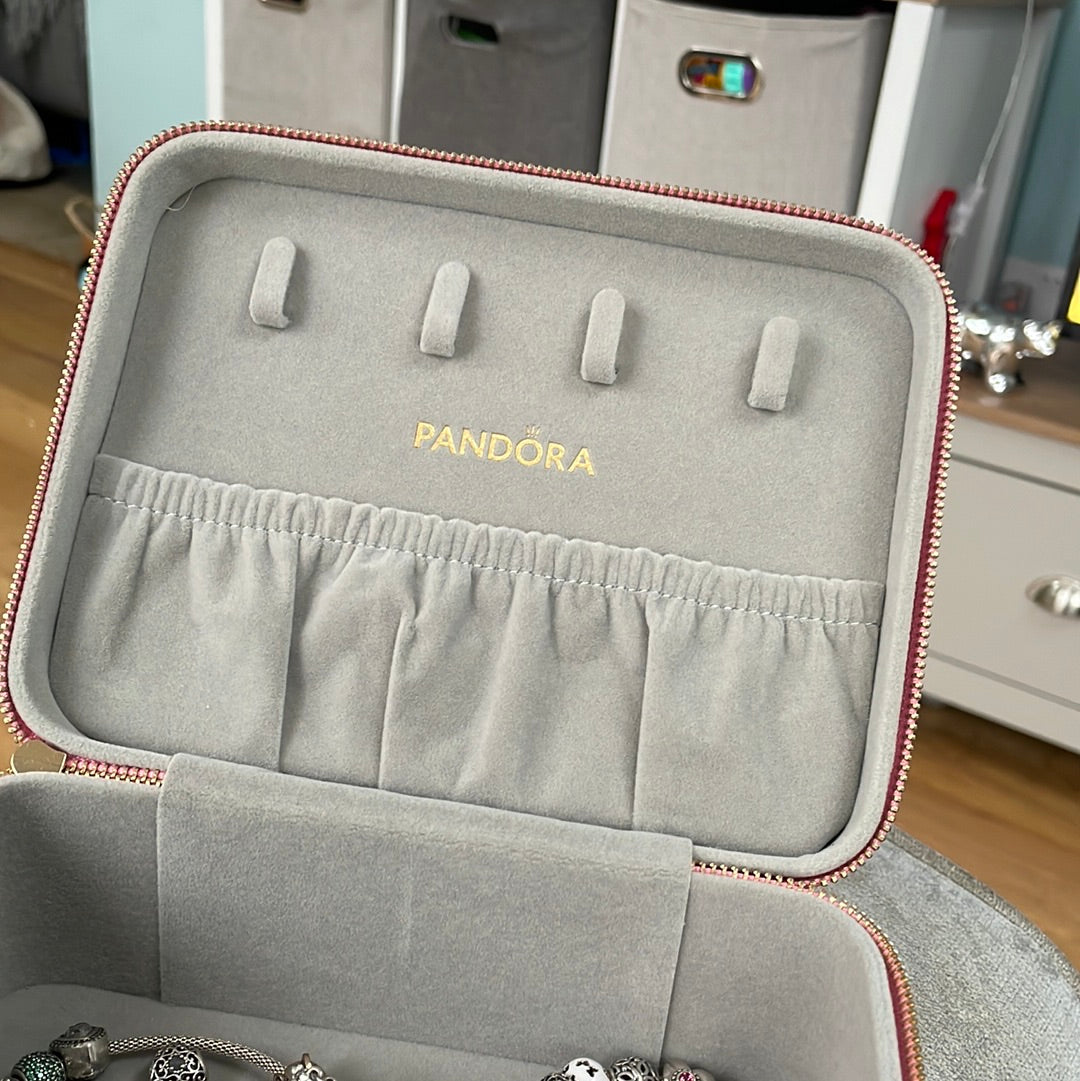 Genuine Pandora Travel Pink Jewellery Box With Removable Mirror and Tray