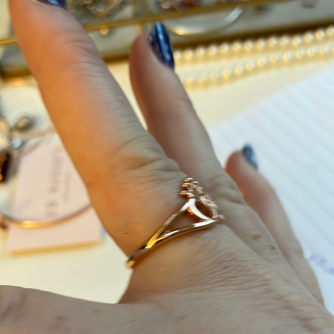 Genuine Pandora Rose Gold Interlinked Heart With Crown Ring Size 60