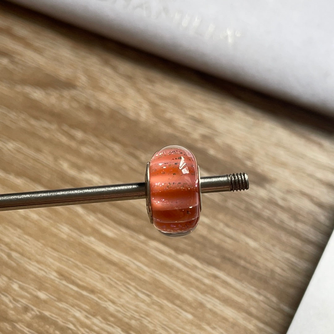 Genuine Chamilia Murano Light Pink Ribbed Effect With Sparkle Charm