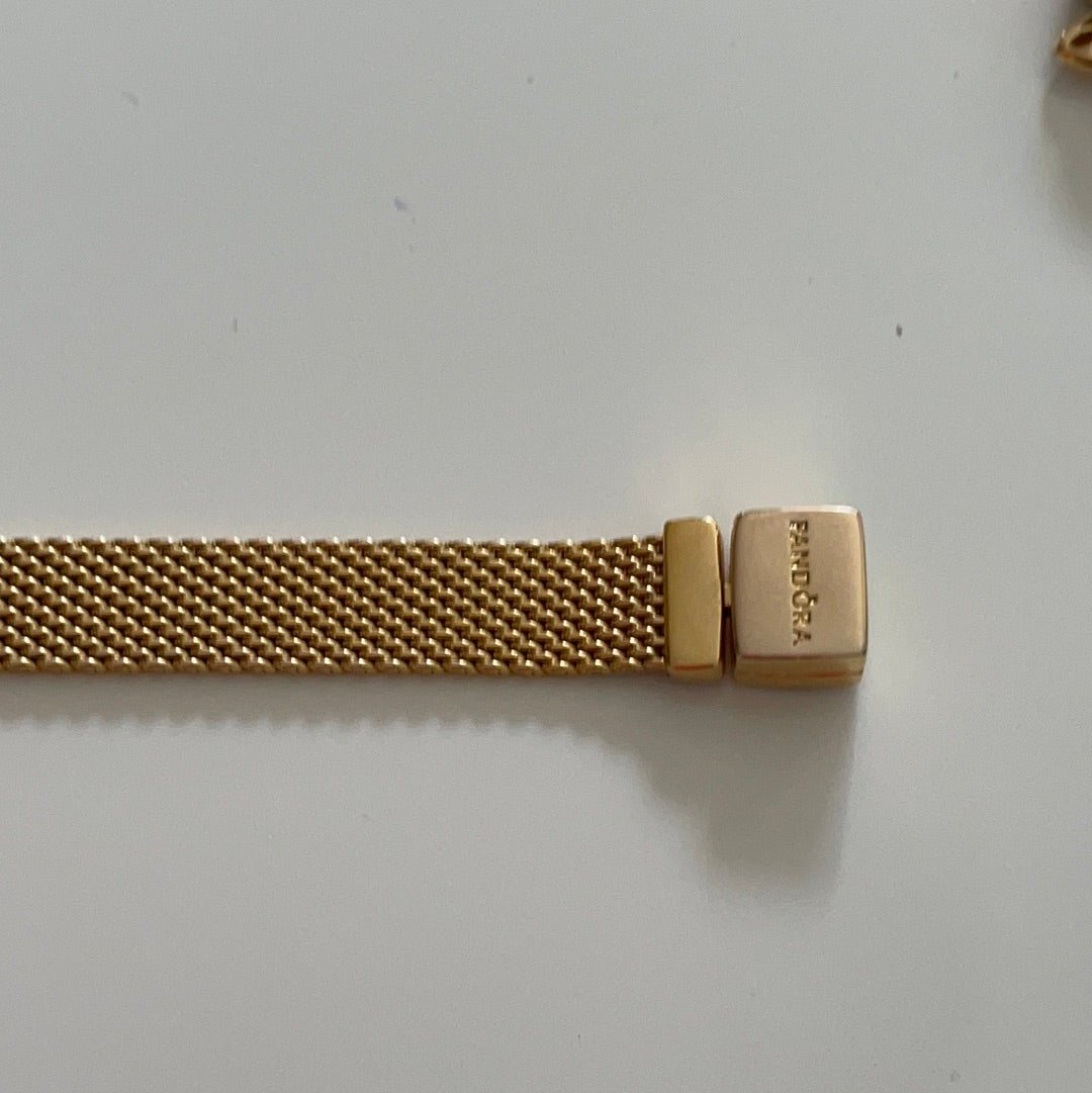 Genuine Pandora Flat Mesh SHINE Gold 18K Plated Reflexions Bracelet 18cm
