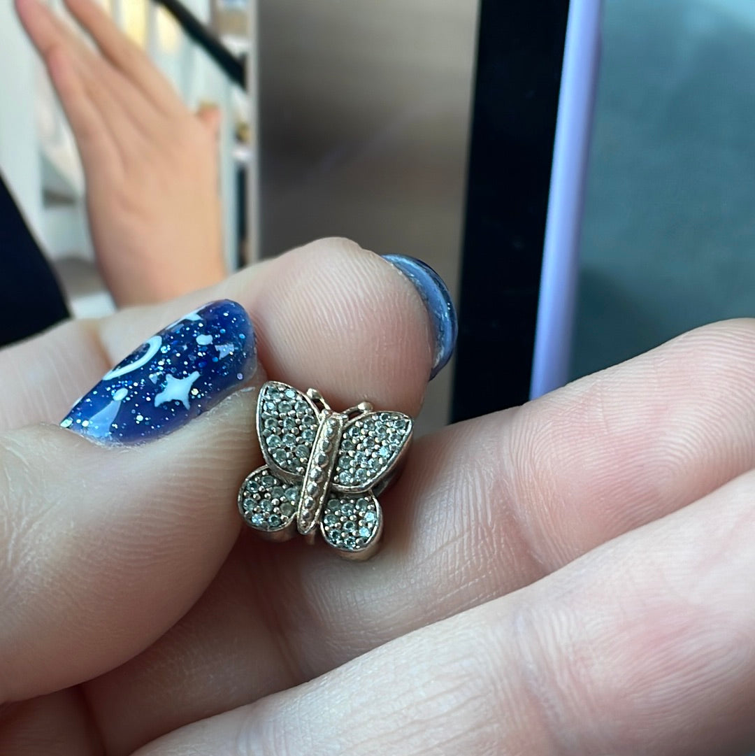 Genuine Pandora Rose Gold Pave Butterfly Charm