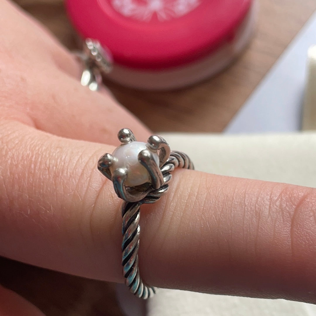 Genuine Pandora Ring With CUSTOM Pearl Size 56 PLEASE READ DESCRIPTION