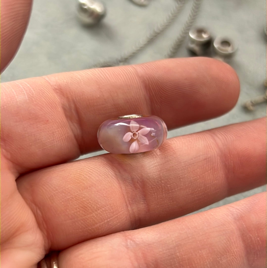 Genuine Trollbeads Pink Flower Murano Charm