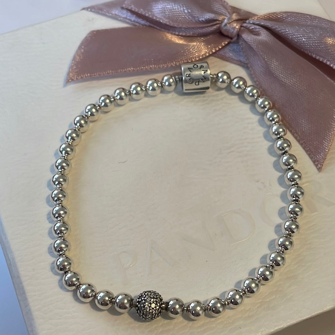 Genuine Pandora Beaded Pave Bracelet 21cm