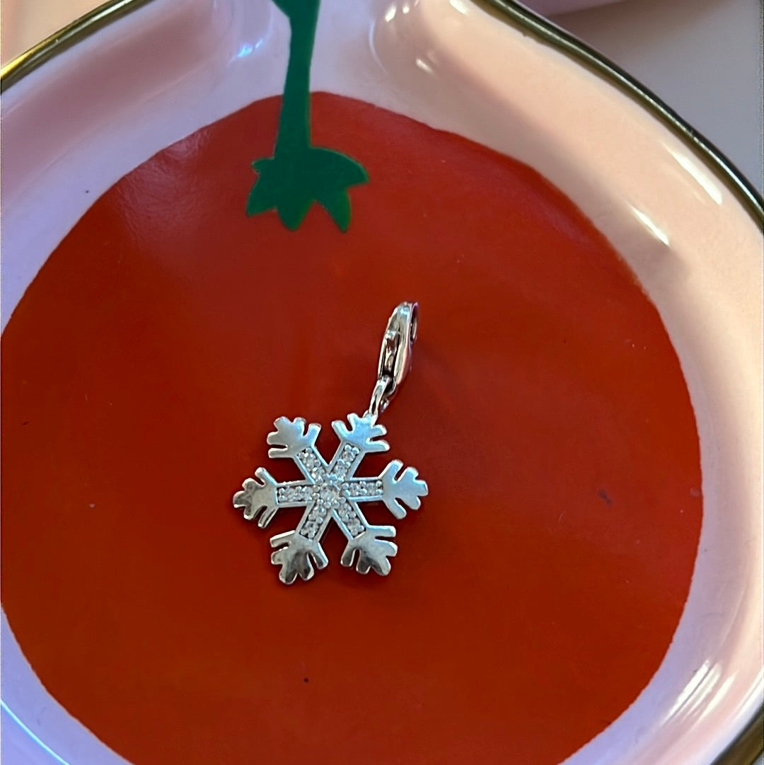 Genuine Thomas Sabo Sterling Silver Dangle Clip Pave Snowflake Charm